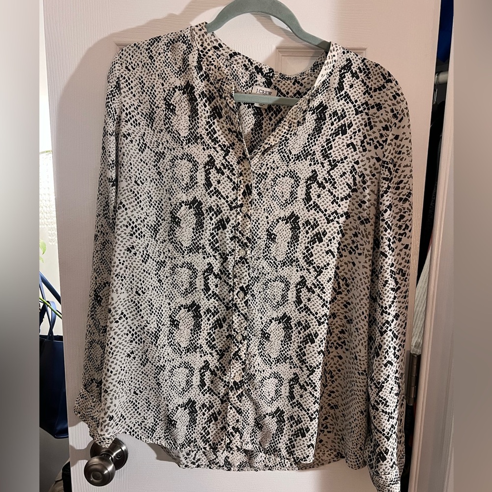 J. Crew Monochrome Snake Print Blouse